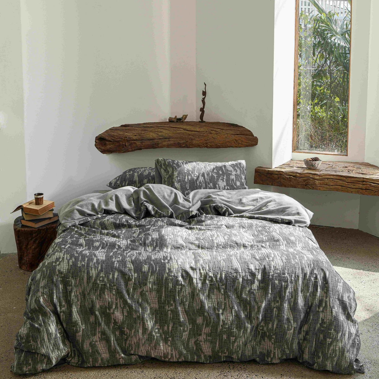 91家纺网 家纺一手货源 找家纺 云上 2025全棉色织大提花床品·侘寂潮汐   潮汐-黑灰