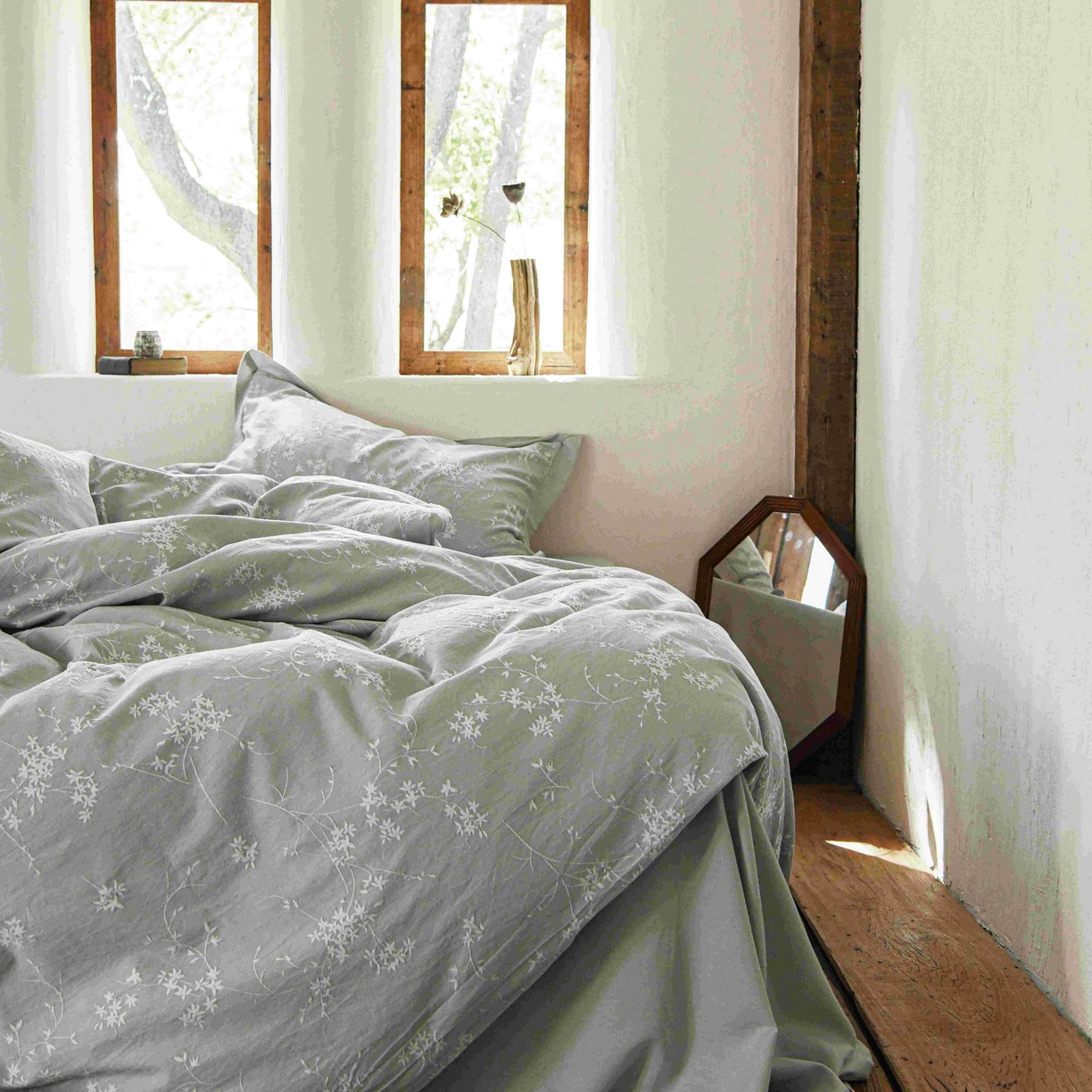 91家纺网 家纺一手货源 找家纺 云上 2025全棉提花床品系列·风铃 风铃-灰