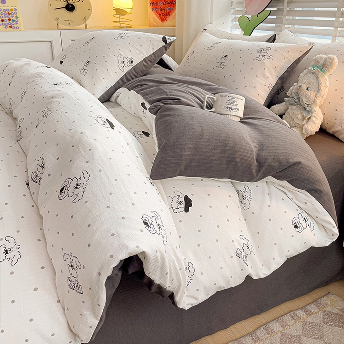 91家纺网 家纺一手货源 找家纺 王朝国际 2025新款直播热款有氧提花有氧双层纱碎花单被套 心动汪