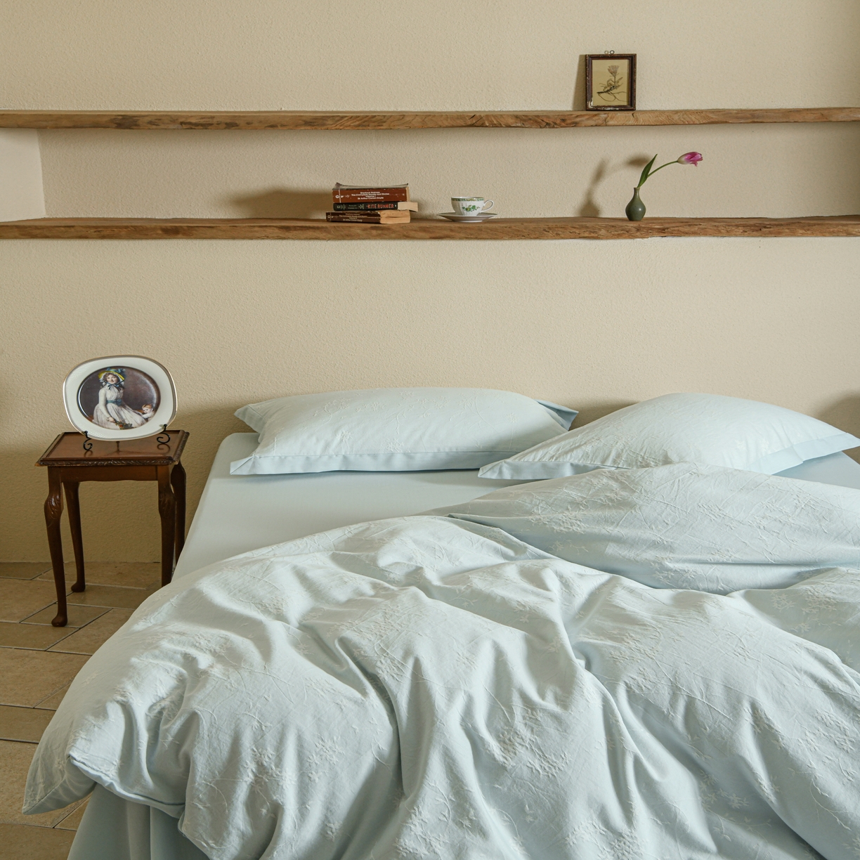 91家纺网 家纺一手货源 找家纺 云上 2025全棉提花床品系列·风铃 风铃-蓝