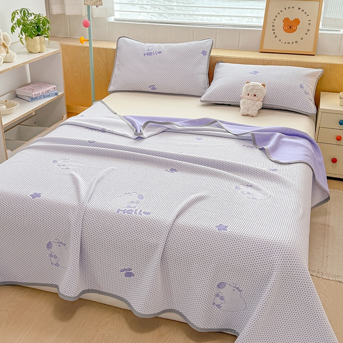 91家纺网 家纺一手货源 找家纺 雪鲨家纺  2025新款凉豆豆夏凉被空调被冰豆豆夏被可机洗礼品跑量A类 卡皮巴拉紫