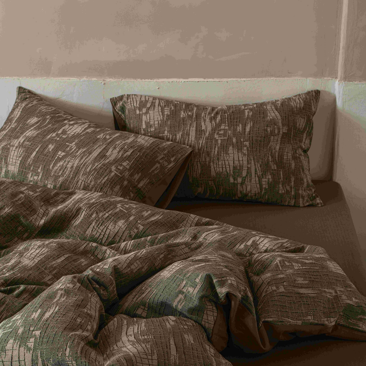 91家纺网 家纺一手货源 找家纺 云上 2025全棉色织大提花床品·侘寂潮汐   潮汐-金