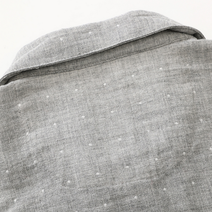 91家纺网 家纺一手货源 找家纺 伊嫚家居 2025新款日式无印风良品全棉双层纱睡衣女纯棉短袖短裤睡衣夏季纯棉短袖家居服 灰色波点男