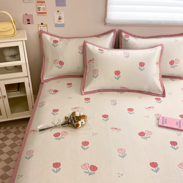 91家纺网 家纺一手货源 找家纺 （总）典曼家纺 2025新款600D数码印花冰藤席席子凉席-床席款