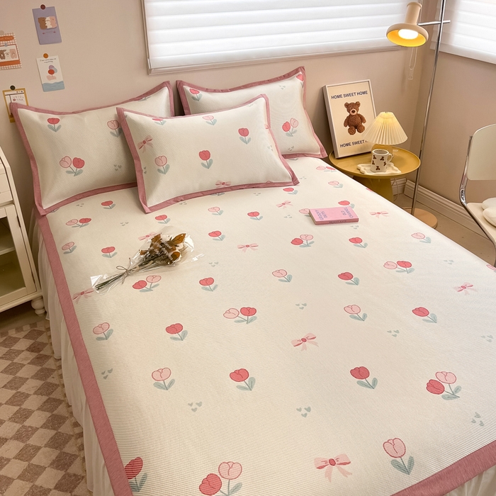 91家纺网 家纺一手货源 找家纺 （总）典曼家纺 2025新款600D数码印花冰藤席席子凉席-床席款