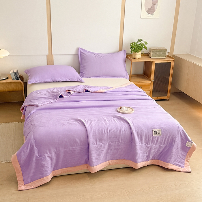 91家纺网 家纺一手货源 找家纺 雪鲨家纺  2025新款A类水洗棉夏被新疆棉花夏凉被空调被可机洗薄被子被芯 紫色