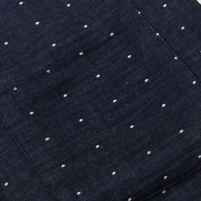 91家纺网 家纺一手货源 找家纺 伊嫚家居 2025新款日式无印风良品全棉双层纱睡衣女纯棉短袖短裤睡衣夏季纯棉短袖家居服 藏青波点女