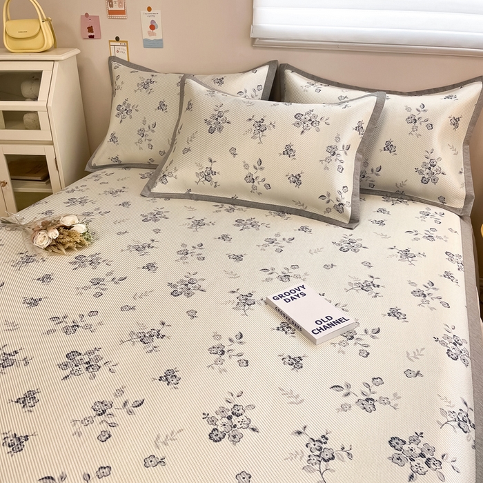 91家纺网 家纺一手货源 找家纺 典曼家纺 2025新款600D数码印花冰藤席席子凉席-床席款 时光清浅