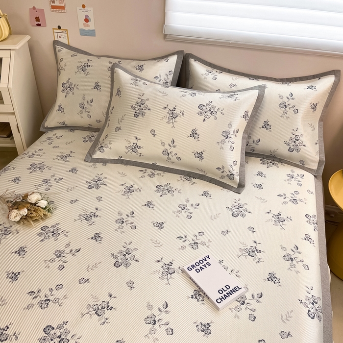 91家纺网 家纺一手货源 找家纺 典曼家纺 2025新款600D数码印花冰藤席席子凉席-床席款 时光清浅