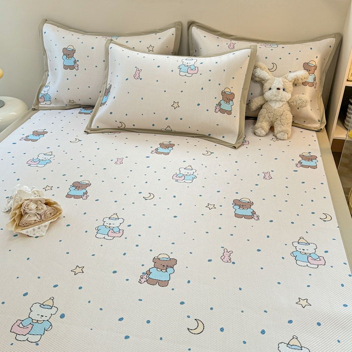 91家纺网 家纺一手货源 找家纺 典曼家纺 2025新款600D数码印花冰藤席席子凉席-床席款 睡意朦胧