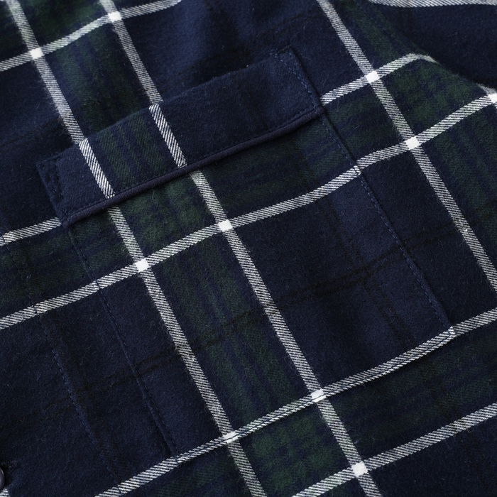 91家纺网 家纺一手货源 找家纺 伊嫚家居 2025新款无印日式双股全棉法兰绒家居服良品睡衣女纯棉直播秋冬款情侣睡衣 深绿色图案男