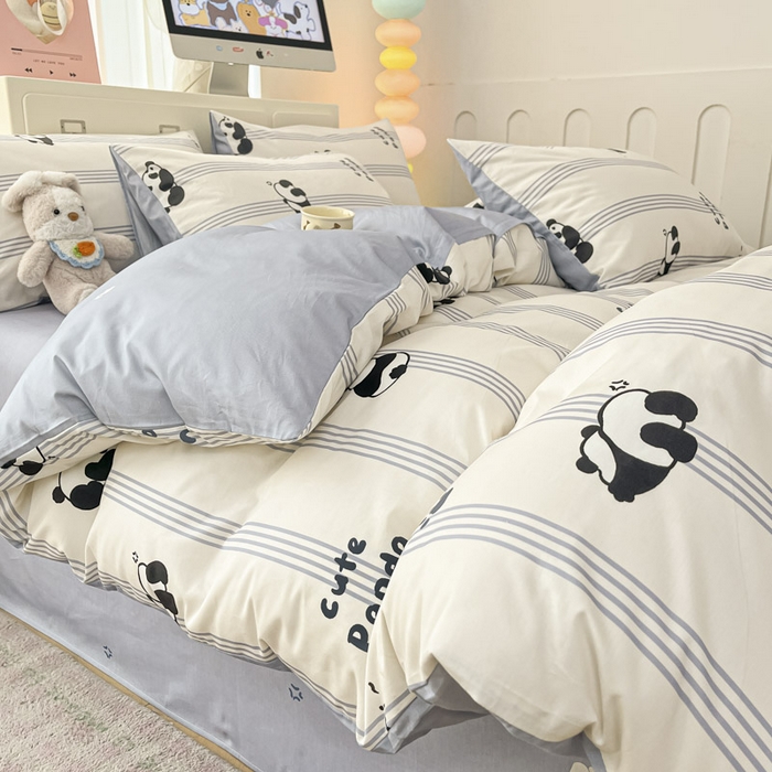 91家纺网 家纺一手货源 找家纺 晨希家居 2025新款全棉卡通活性印花四件套-无忧熊仔