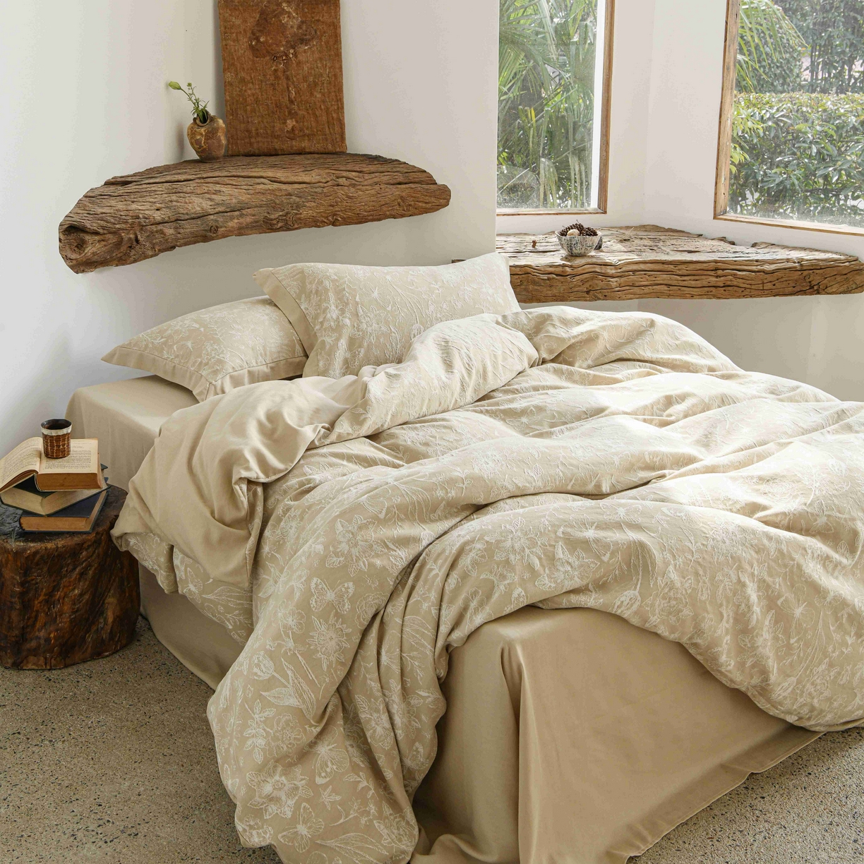 91家纺网 家纺一手货源 找家纺 云上 2025全棉提花床品系列·蝶舞花间 蝴蝶-卡其