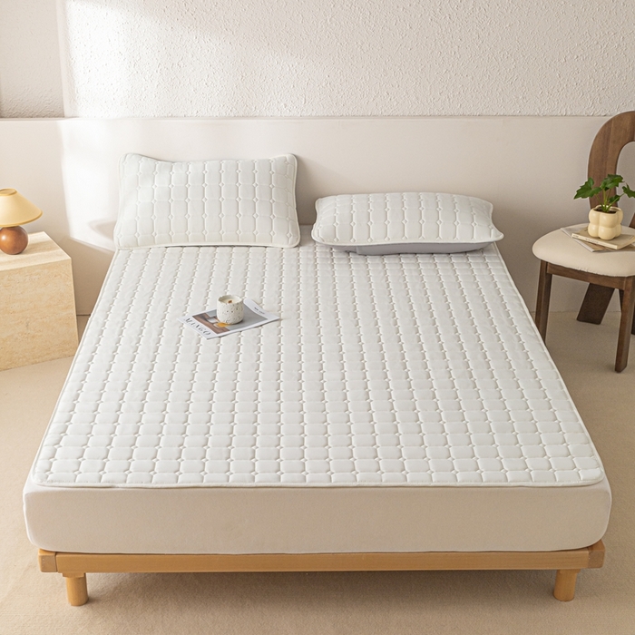 91家纺网 家纺一手货源 找家纺 欧邦 2025春夏新款四季款无印风纯色水洗棉床褥榻榻米床垫 床垫-本白