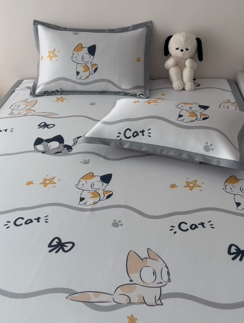 91家纺网 家纺一手货源 找家纺 倾慕家纺 A类满天星凉感提花凉席 小猫侠