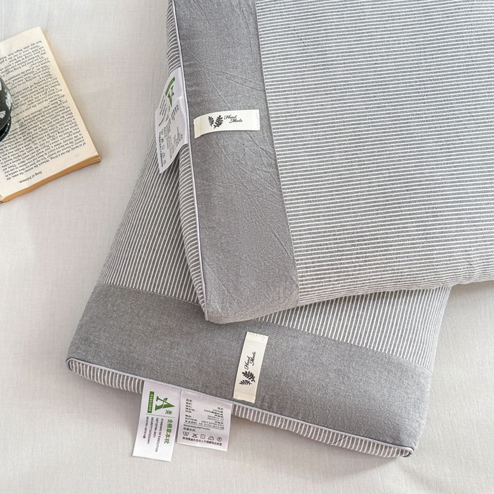 91家纺网 家纺一手货源 找家纺 （总）花瓣语家纺 2025新款全棉拼色水洗荞麦枕