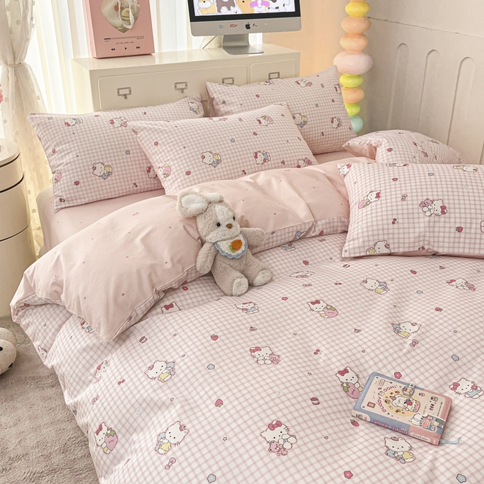 91家纺网 家纺一手货源 找家纺 晨希家居 2025新款全棉卡通印花简约款单被套-奶芙猫