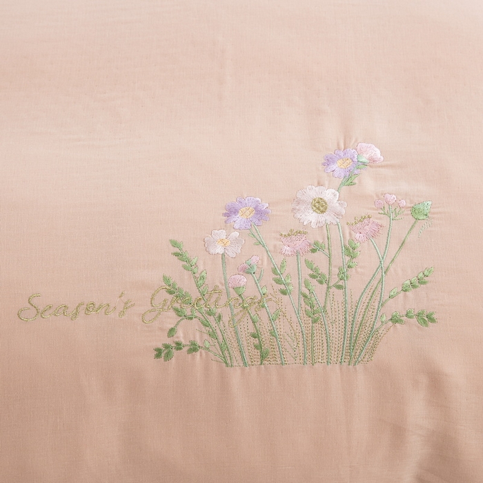 91家纺网 家纺一手货源 找家纺 鲁爱家纺供货 2025新款全棉双层纱绣花四件套 初语-玉颜粉