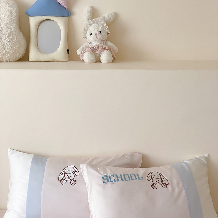 91家纺网 家纺一手货源 找家纺 （总）星野 2025新款超柔天丝棉精致刺绣贴布绣四件套-学院兔