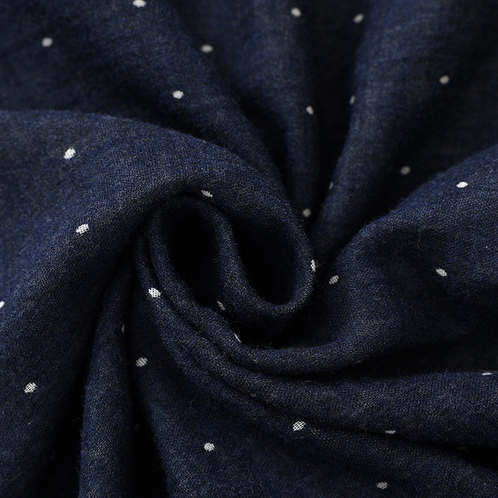 91家纺网 家纺一手货源 找家纺 伊嫚家居 2025新款日式无印风良品全棉双层纱睡衣女纯棉短袖短裤睡衣夏季纯棉短袖家居服 藏青波点男