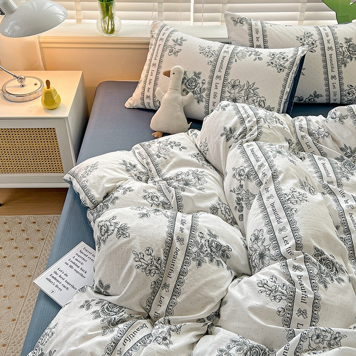 91家纺网 家纺一手货源 找家纺 王朝国际 2026新款直播热款有氧提花有氧双层纱碎花单被套 花容