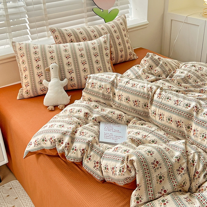 91家纺网 家纺一手货源 找家纺 王朝国际 2025新款直播热款有氧提花有氧双层纱碎花单被套 可可庄园