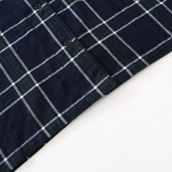 91家纺网 家纺一手货源 找家纺 伊嫚家居 2025新款无印日式双股全棉法兰绒家居服良品睡衣女纯棉直播秋冬款情侣睡衣 深绿色图案女