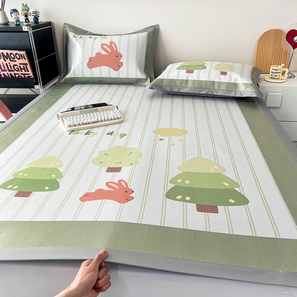 倾慕家纺 800D数码大版冰丝凉席 森林兔兔