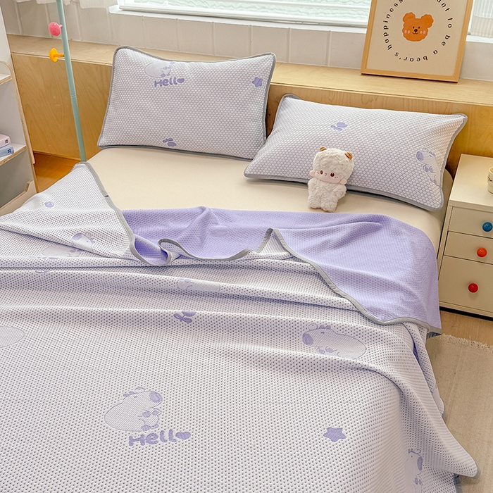 91家纺网 家纺一手货源 找家纺 雪鲨家纺  2025新款凉豆豆夏凉被空调被冰豆豆夏被可机洗礼品跑量A类 卡皮巴拉紫