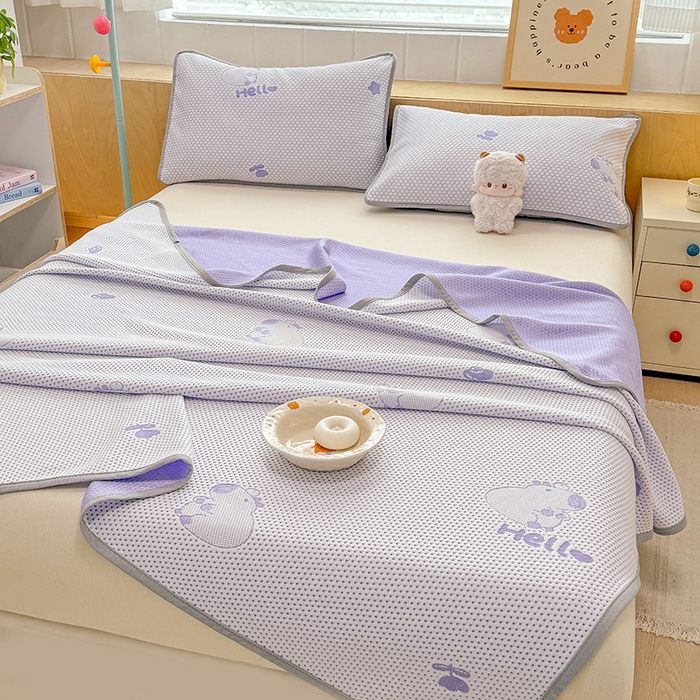 91家纺网 家纺一手货源 找家纺 雪鲨家纺  2025新款凉豆豆夏凉被空调被冰豆豆夏被可机洗礼品跑量A类 卡皮巴拉紫