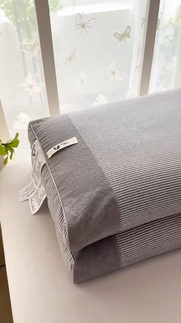 91家纺网 家纺一手货源 找家纺 （总）花瓣语家纺 2025新款全棉拼色水洗荞麦枕