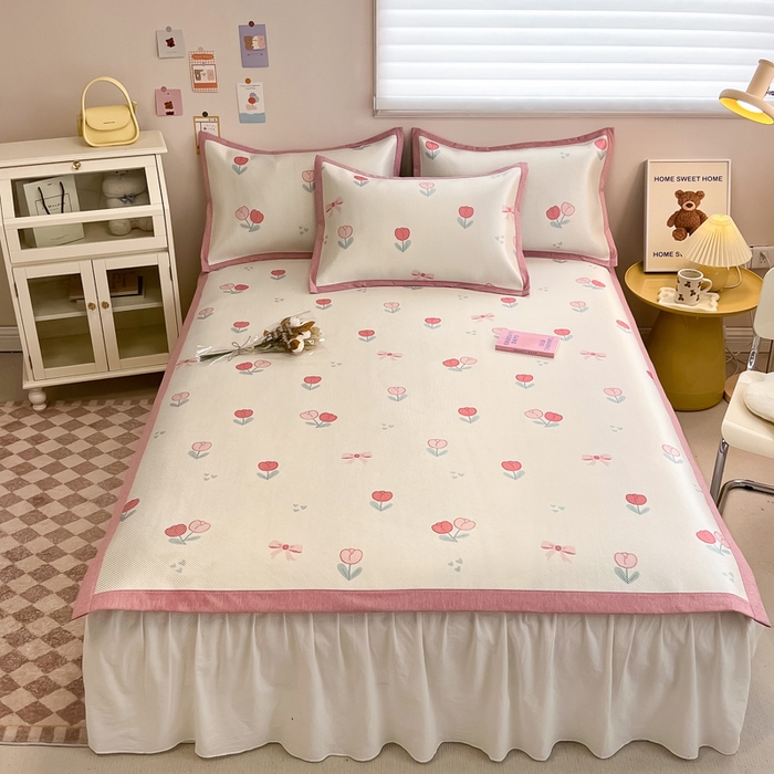 91家纺网 家纺一手货源 找家纺 （总）典曼家纺 2025新款600D数码印花冰藤席席子凉席-床席款