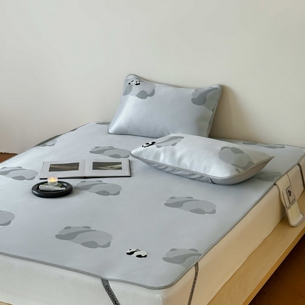 2025新款抗菌防螨熊猫系列毛巾绣提花冰丝养生席-终版 熊猫躺赢 床席