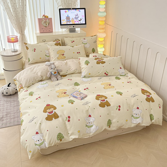 91家纺网 家纺一手货源 找家纺 晨希家居 2025新款全棉卡通印花简约款单被套-犬梦物语