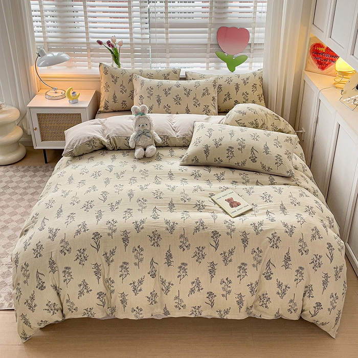 91家纺网 家纺一手货源 找家纺 王朝国际 2025新款直播热款有氧提花有氧双层纱碎花单被套 木兮