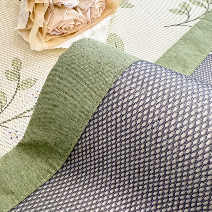 91家纺网 家纺一手货源 找家纺 典曼家纺 2025新款600D数码印花冰藤席席子凉席-床席款 蓝色花骨朵