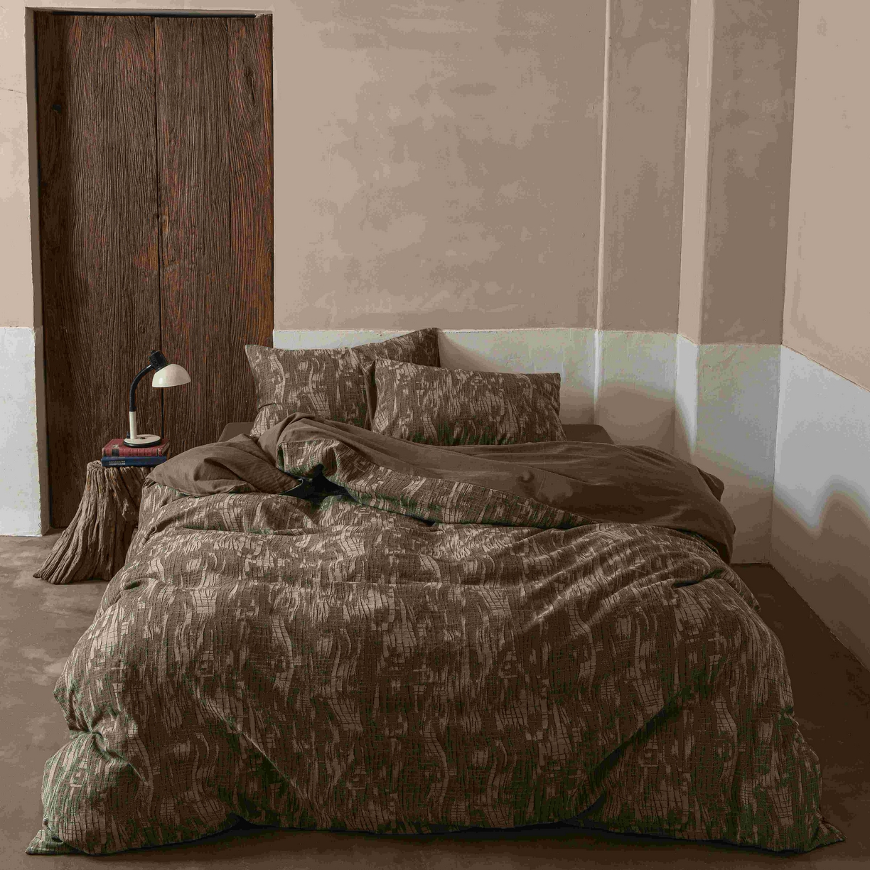 91家纺网 家纺一手货源 找家纺 云上 2025全棉色织大提花床品·侘寂潮汐   潮汐-金