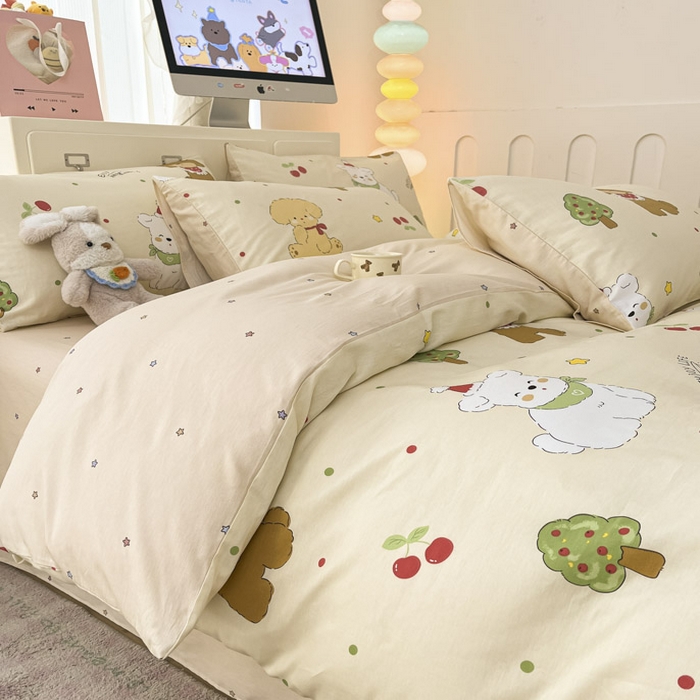91家纺网 家纺一手货源 找家纺 晨希家居 2025新款全棉卡通印花简约款单被套-犬梦物语