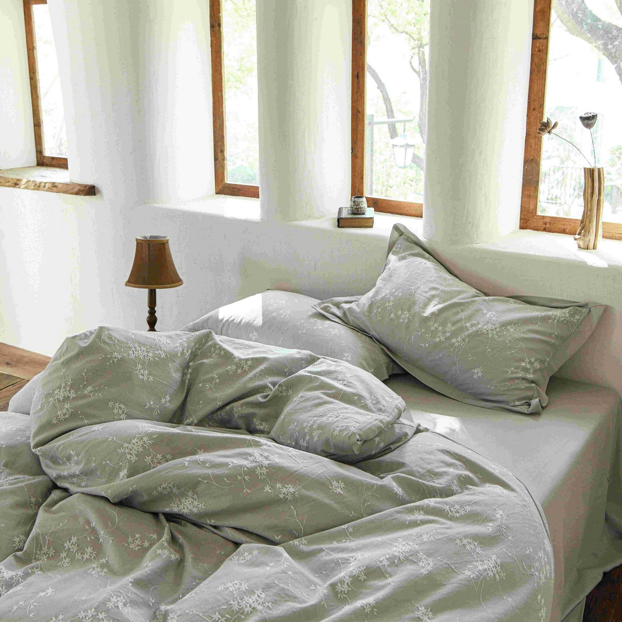 91家纺网 家纺一手货源 找家纺 云上 2025全棉提花床品系列·风铃 风铃-灰