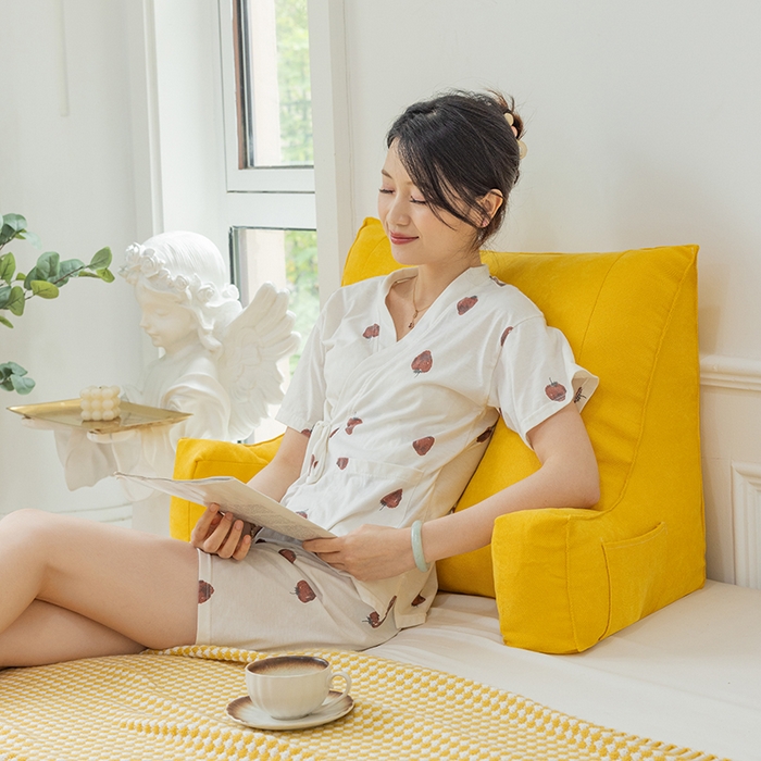 91家纺网 家纺一手货源 找家纺 一兰家纺 2025新款单人床头靠垫护腰靠背靠枕大抱枕抱抱靠 抱抱靠-明艳黄