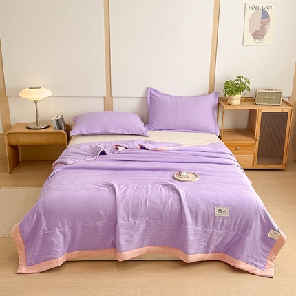 91家纺网 家纺一手货源 找家纺 雪鲨家纺  2025新款A类水洗棉夏被新疆棉花夏凉被空调被可机洗薄被子被芯 紫色