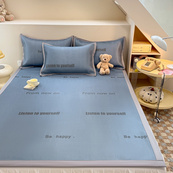 91家纺网 家纺一手货源 找家纺 典曼家纺 2025新款600D数码印花冰藤席席子凉席-床席款 简约生活