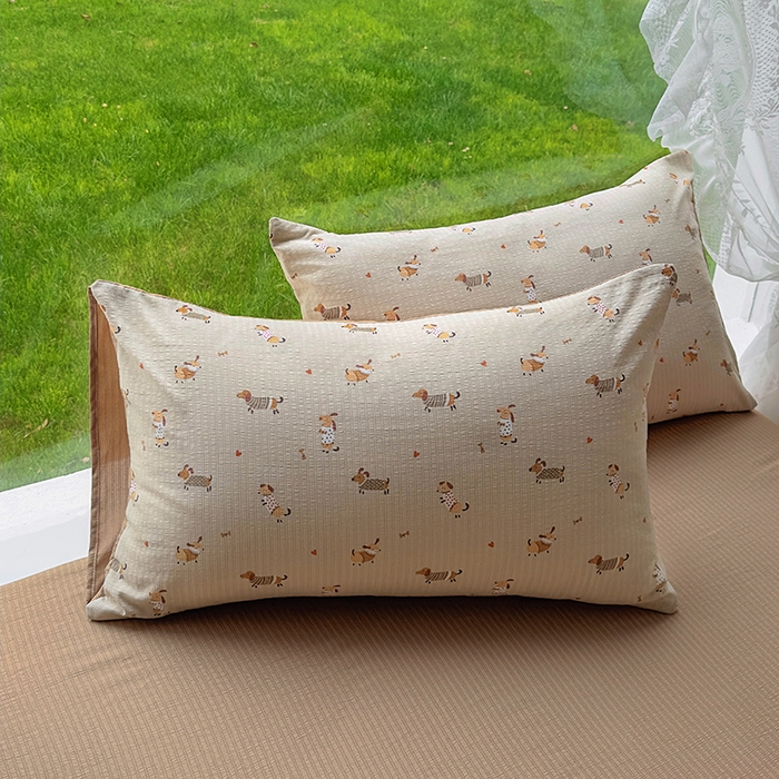 91家纺网 家纺一手货源 找家纺 王朝国际 2025新款直播热款有氧提花有氧双层纱碎花单被套 叮当汪