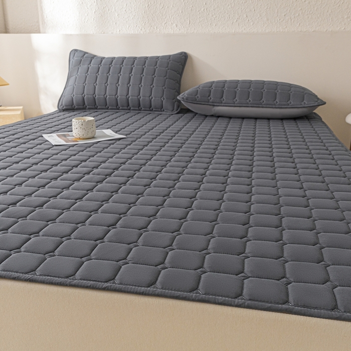 91家纺网 家纺一手货源 找家纺 欧邦 2025春夏新款四季款无印风纯色水洗棉床褥榻榻米床垫 床垫-深灰