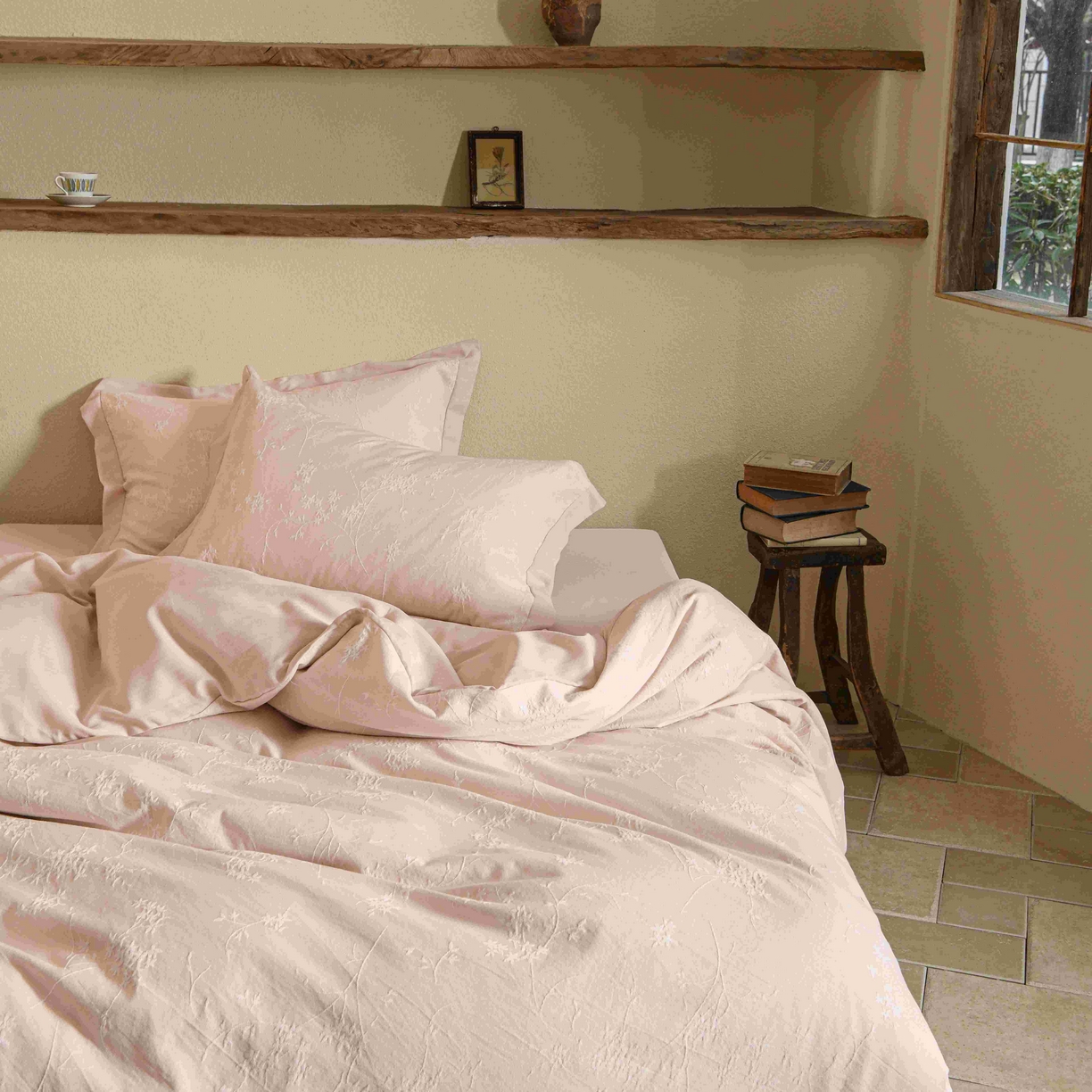 91家纺网 家纺一手货源 找家纺 云上 2025全棉提花床品系列·风铃 风铃-粉