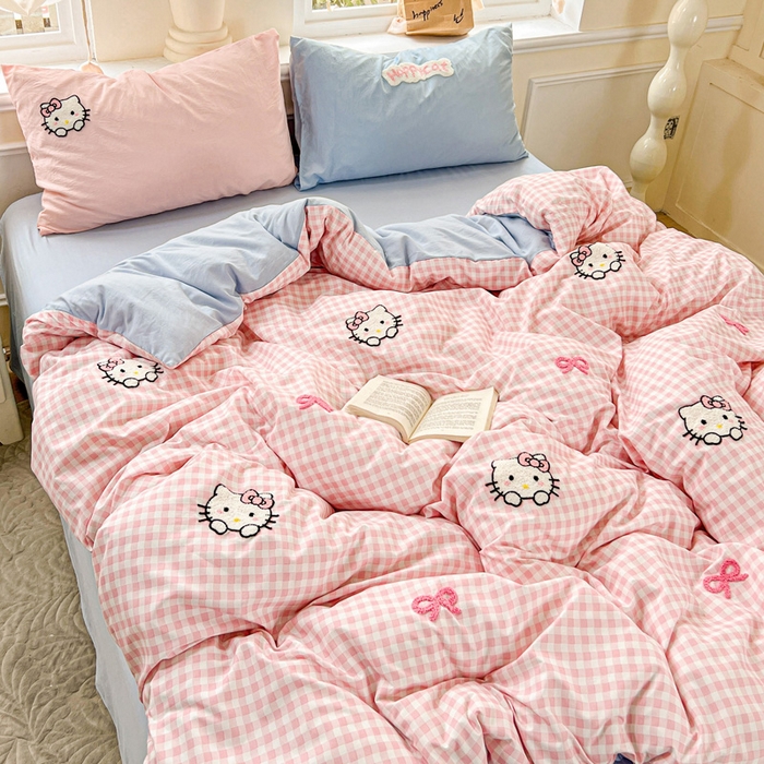 91家纺网 家纺一手货源 找家纺 海岛哥哥 2025新款云柔棉毛巾绣 四件套 毛巾绣-萌萌猫咪