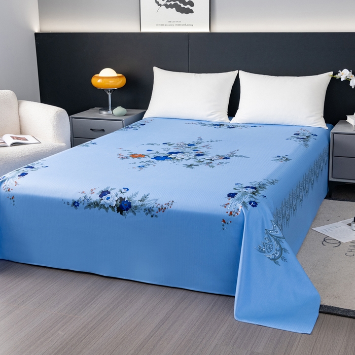 91家纺网 家纺一手货源 找家纺 居美良品 2025新款国民老上海床单 经典牡丹-蓝色