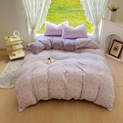 91家纺网 家纺一手货源 找家纺 （总）王朝国际 2025新款直播热款有氧提花有氧双层纱碎花单被套