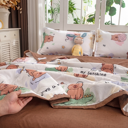 91家纺网 家纺一手货源 找家纺 （总）乐居坊2025新款亲肤舒适印花芦荟棉夏凉被四件套