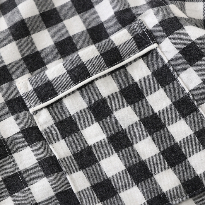 91家纺网 家纺一手货源 找家纺 伊嫚家居 2025新款无印日式双股全棉法兰绒家居服良品睡衣女纯棉直播秋冬款情侣睡衣 碳灰小格男